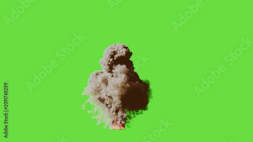 Volcano Begins to Erupt on a Green Screen Background, CG Animation, 4K