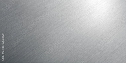 Konstfotografi Brushed metal texture with diagonal lines and a bright reflection in the upper right corner, suggesting a sleek and modern industrial surface