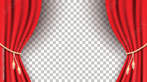 realistic curtain with red color template design vector