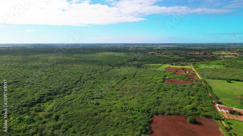 Drone Panorama Over Vast Green Forest and Countryside in Lagoa do Mel Brazil