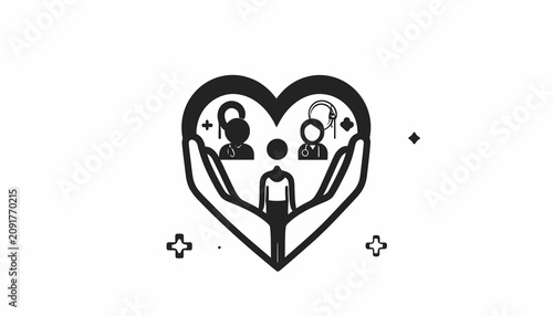 Konstfotografi Hands holding heart with people inside.