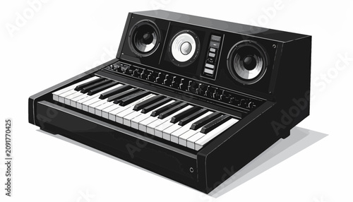 Fotografía Electronic keyboard with built-in speakers.