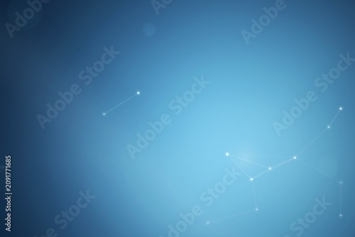 Fotografie Abstract network of points and lines on blue background