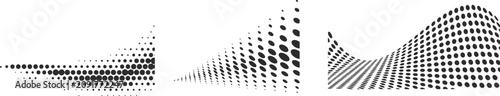 Photos Abstract halftone wave banners with flowing dotted gradients and dynamic geometric patterns