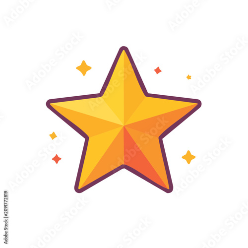 Yellow and orange star icon with sparkles