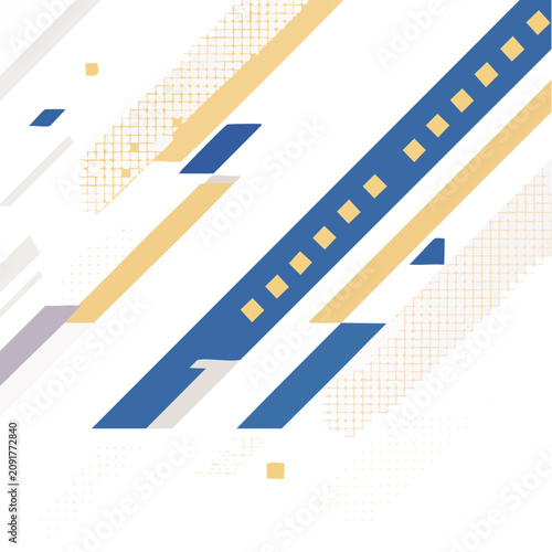 Abstract geometric pattern with blue and yellow shapes