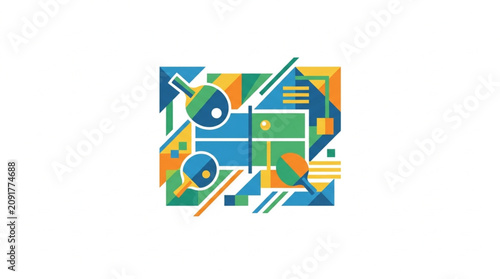 Obraz na plátně Colorful geometric abstract digital art composition.