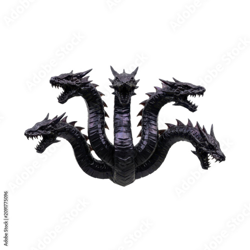 Plakat Mythical Black Hydra with Multiple Heads