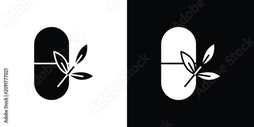 Photos Herbal capsule icon filled pictogram set. EPS10