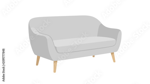 Modern gray armchair with wooden legs