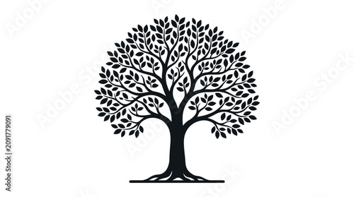 Fotografía Minimalist black tree of life vector illustration.