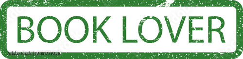 Bild auf Leinwand A vintage green ink rubber stamp with the text book lover in a textured frame