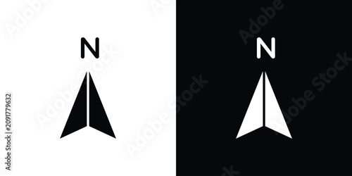 North icon filled pictogram set. EPS10