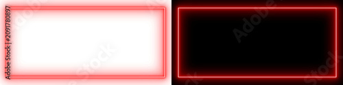 Vibrant Red Neon Rectangle Frame with Bright Glowing Border for Modern Graphic Design, Transparent Background PNG