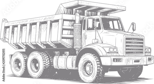 Konstfotografi Detailed of a heavy-duty dump truck with multiple axles