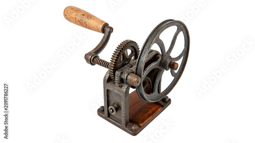Fotografía Vintage table iron mechanical apple peeler slicer tool isolated on a transparent