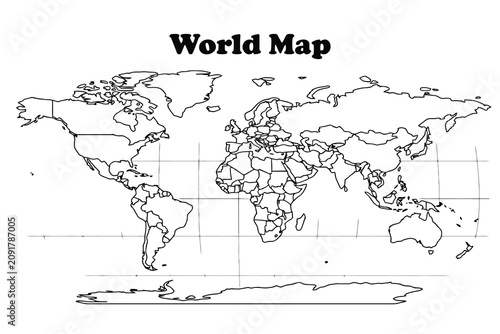 Fotografía Hand drawn style earthly globe projection showing all continents and nations in