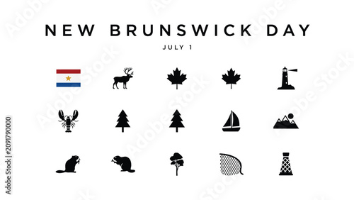 Fotografie Minimalist new brunswick day celebration icons with provincial flag and symbols