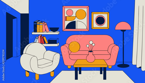 Modern living room with sofa