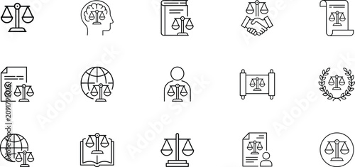 Fotografía Justice and law icons set