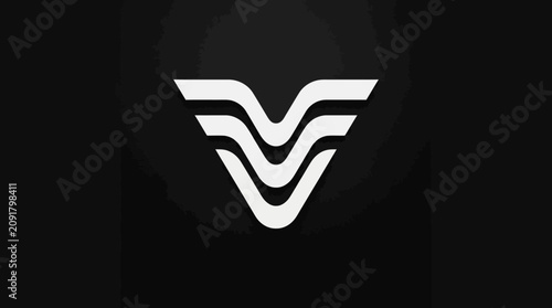 A stylized white logo on black.