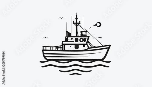 Canvastavla Fishing Boat on the Water Surface.