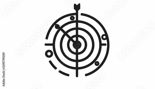 Foto Black and white dartboard graphic symbol.