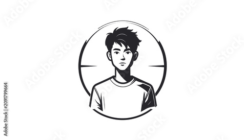 Cuadro en lienzo Young Man with Short Dark Hair.