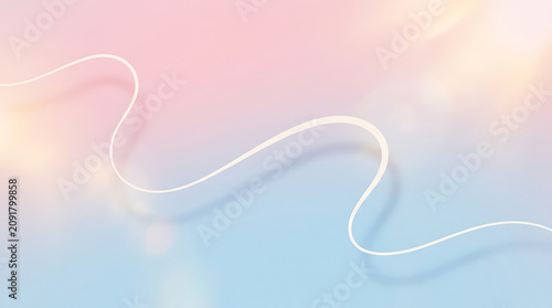 Abstract pastel gradient background with a flowing wavy ribbon line and soft lens flare bokeh