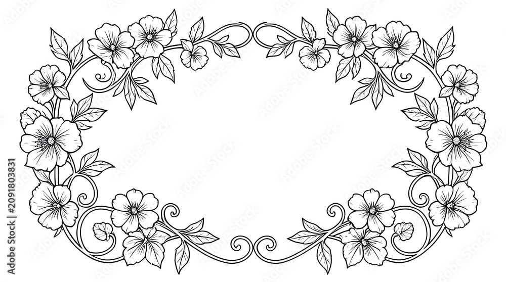 Fototapeta premium Oval Floral Frame