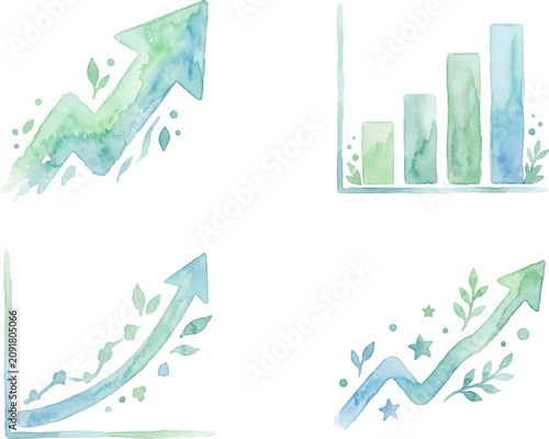 Suitable for business presentations, websites, and marketing materials. Vibrant watercolor design perfect for illustrating growth, progress, and success visually.