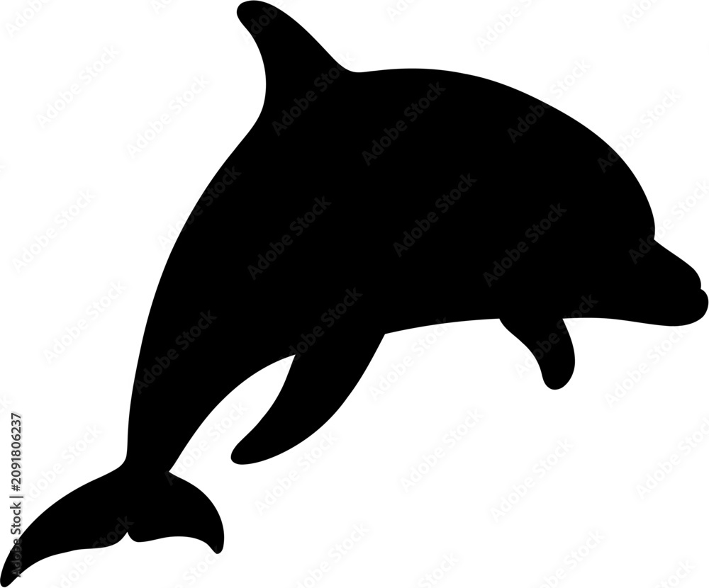 Fototapeta premium Dolphin Silhouette Vector Illustration , Animal Silhouette Vector , Transparent Background