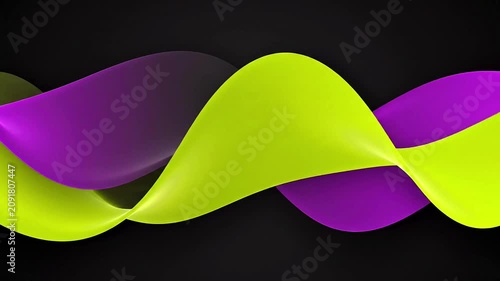 Abstract Neon Wave Ribbons in Purple and Green | Futuristic 3D Background Design