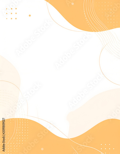 Abstract wavy organic shapes with dots and lines light orange and white background design