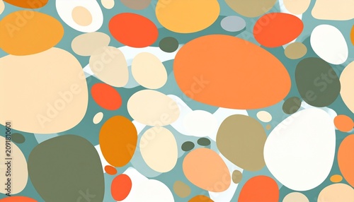 Vibrant geometric pattern with overlapping circles in pastel colors.