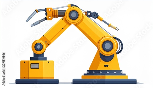 Cartoon yellow construction crane with big eyes and smile.