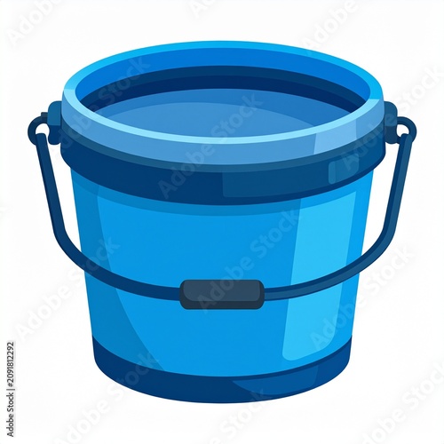 Blue plastic storage container with lid on white background.