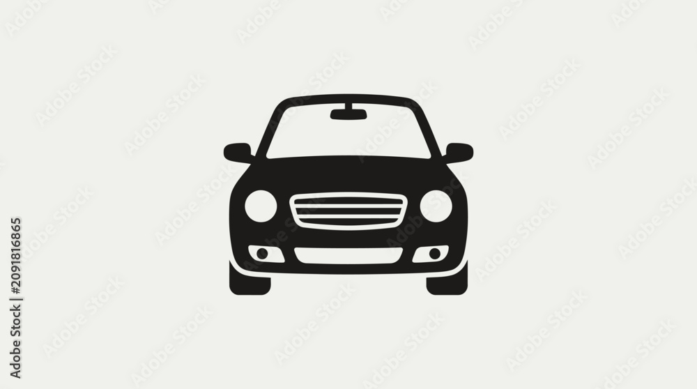Fototapeta premium Front view of black car silhouette icon.