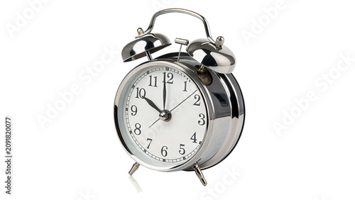 Canvas Print Classic black handle mechanical alarm clock stationery object isolated on a tran