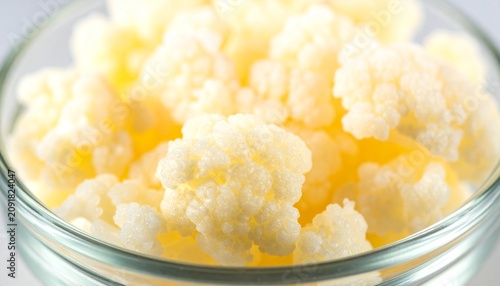 Creamy mashed potatoes in white bowl closeup.