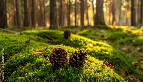Close up of a small turtle in a grassy forest clearing.