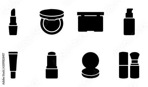 Cosmetic Icons Set, Makeup Collection Vector Graphics, Beauty Product Silhouettes for Design