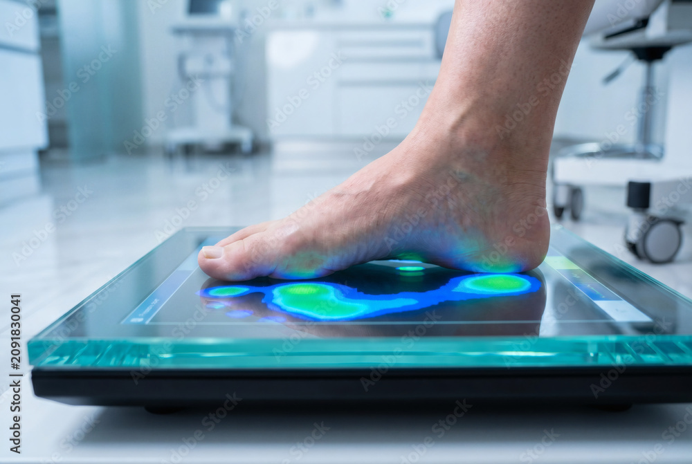 Fototapeta premium Digital Plantar Pressure Analysis During Computerized Foot Assessment