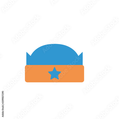Blue and orange hat with a star