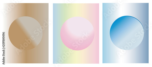 Abstract vector set of three gradient backgrounds with circular shapes for modern design projects