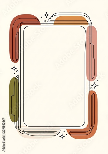 Abstract line art with earthy tones and shimmering accents.