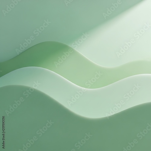 Soft Green Abstract Waves Flowing in Minimal Gradient Background
