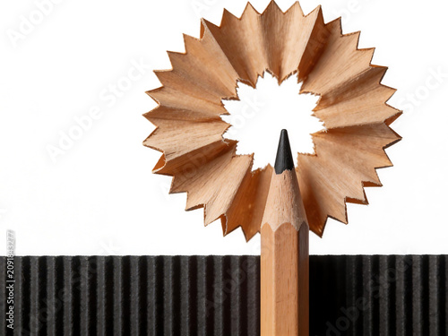Pencil with wood shavings