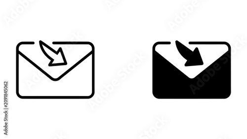 Canvastavla Incoming Mail Icons: A set of icons depicting an envelope with an arrow indicating an incoming message, representing communication and correspondence