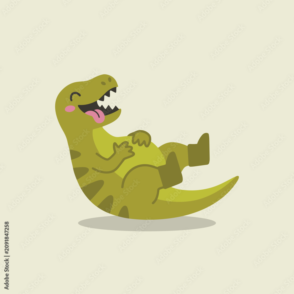 Obraz premium Funny Tyrannosaurus Rex Cartoon Character Flat Vector Illustration